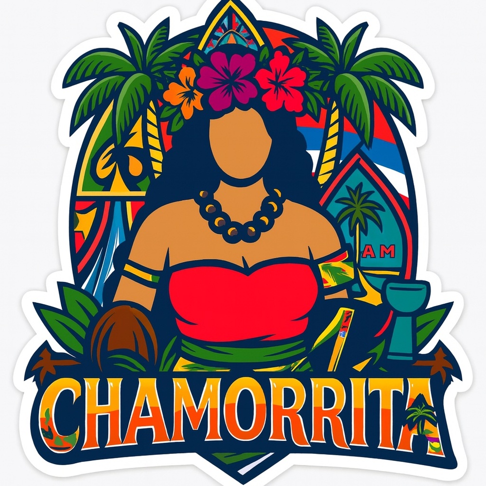 🌺 Chamorrita Island Girl Waterproof Sticker | Guam Chamorro Culture | Tropical